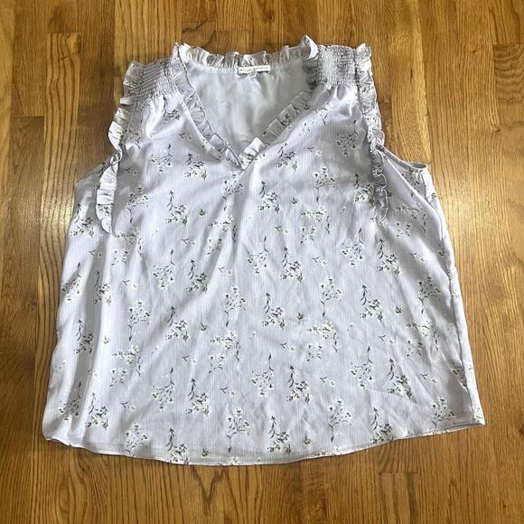 Maison‎ D'Amelie Purple Floral Blouse XL - Picture 1 of 4
